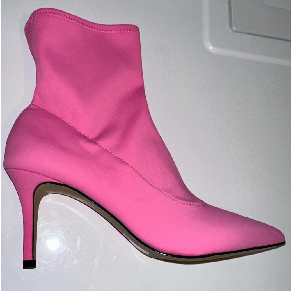 Eloquii Neoprene Ankle Boots-hot pink